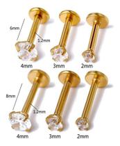 Piercing Tragus Flat Labret Helix Pedra Zirconia 2 3 4 Mm