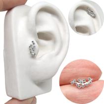 Piercing Tragus Helix Cartilagem Ramo Cravejado Prata 925 - Tijazu Piercing Tragus Helix Cartilagem Ramo Cravejado Prata 925 - Tijazu