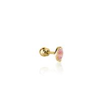 Piercing Tragus Orelha Cartilagem Em Ouro 18k Safira Rosa Natural
