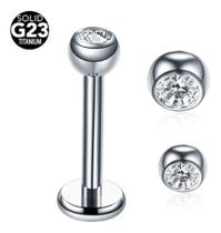 Piercing Tragus Titânio Flat Helix Labret Pedra Zirconia