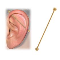 Piercing Transversal Titânio G23 40mm Hipoalergico Dourado