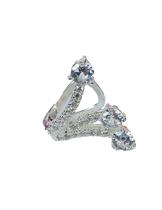 Piercing Três Hastes Cristal Banhado a Prata Semijoia Antialergica