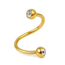 Piercing Twister Dourado PVD Aço Cirúrgico com Pedras Piercing Twister Dourado PVD Aço Cirúrgico com Pedras