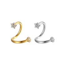 Piercing Twister Pedra Estrela Aço Cirúrgico 316L Ouro PVD Piercing Twister Pedra Estrela Aço Cirúrgico 316L Ouro PVD