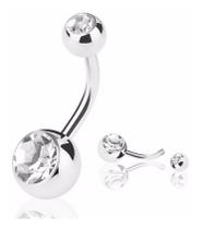 Piercing Umbigo 2 Pedras Aço Cirúrgico