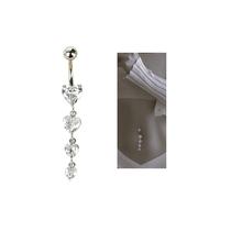 Piercing umbigo 4 corações prateado pendurado aço cirúrgico Piercing umbigo 4 corações prateado pendurado aço cirúrgico
