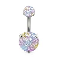 Piercing Umbigo Aço Cirúrgico com Zircônias Furta Cor Colorido