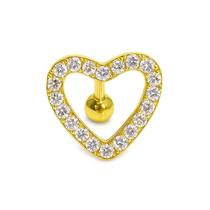 Piercing Umbigo Aço Cirúrgico Coração Invertido com Zircônias