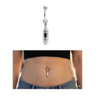 Piercing Umbigo Aço Cirúrgico Pingente Bala Cápsula H10mm Piercing Umbigo Aço Cirúrgico Pingente Bala Cápsula H10mm