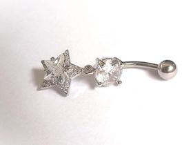 Piercing Umbigo Aço Cirúrgico Ponto Luz Estrela Zirconia