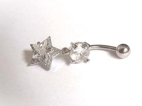 Piercing umbigo aço cirúrgico ponto luz estrela zirconia Piercing umbigo aço cirúrgico ponto luz estrela zirconia