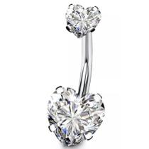 Piercing Umbigo Aço Cirúrgico Zircônias Coração Duas Pontas Piercing Umbigo Aço Cirúrgico Zircônias Coração Duas Pontas