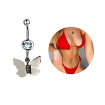 Piercing umbigo aço inox cirúrgico antialérgico borboleta