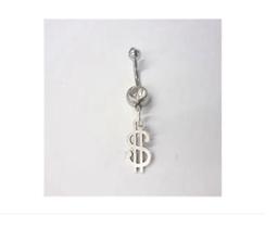 Piercing Umbigo Cifrão Sorte Dinheiro Haste Em Aço Cirúrgico Piercing Umbigo Cifrão Sorte Dinheiro Haste Em Aço Cirúrgico