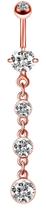 Piercing Umbigo com 3 pedras pêndulo zirconia - dourado