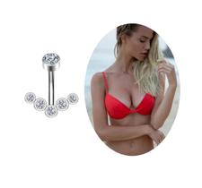 Piercing umbigo delicado 5 pontos luz modelo aço cirúrgico Cor:Prateado