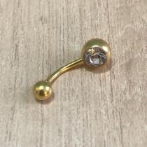 Piercing Umbigo Dourado com Pedra