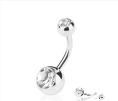 Piercing Umbigo Duas Pedras Aço Cirúrgico 316l