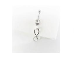 Piercing Umbigo Infinito Prateado Aço Cirúrgico Vintage