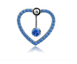 Piercing Umbigo Invertido Coração ul Branco Rosa Stras