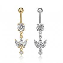 Piercing Umbigo Navetes com Zircônias - Aço cirúrgico/Semijoia Cor:Dourado Piercing Umbigo Navetes com Zircônias - Aço cirúrgico/Semijoia Cor:Dourado