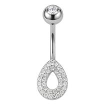Piercing Umbigo Prata 925 Gota Cravejado Pedras De Zircônia