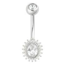Piercing Umbigo Prata 925 Legítima Redondo Com Zircônia