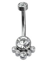 Piercing Umbigo Titânio 6 Pedras Zircônia Banana Decorativo