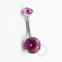 Piercing Umbigo Zircônia Pink Garra Titânio Astm136