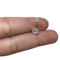 Piercing Umbigoou Íntimo Genital 2 Pedras Aço Cirúrgico Zircônia