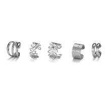 Piercings Brincos Kit 5 Pressão Orelha Argola Banhado Prata
