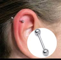 Piercings Em Aço Cirúrgico Para Cartilagem boca orelha tragus reto retinho com 2 bolinho antialérgic - Top