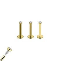 Piercings Helix Trio Labret Australiano Titânio Gold Rosca Interna 8mm