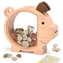 Piggy Bank ELX de madeira para crianças, meninos e meninas, com nome personalizado Piggy Bank ELX de madeira para crianças, meninos e meninas, com nome personalizado