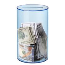 Piggy Bank hicocool Acrílico Transparente para Adultos e Crianças Azul