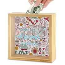 Piggy Bank HuaArt Wooden Safe Money Safe Money Savings Bank para crianças Piggy Bank HuaArt Wooden Safe Money Safe Money Savings Bank para crianças