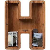 Piggy Bank ladenk 30 cm extra grande de madeira para crianças letra H