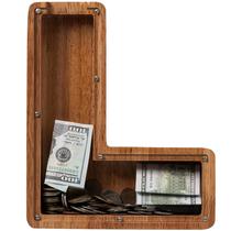 Piggy Bank ladenk 30 cm extra grande de madeira para crianças letra L