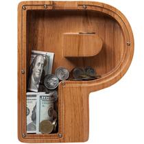 Piggy Bank ladenk 30 cm extra grande de madeira para crianças letra P