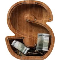 Piggy Bank ladenk 30 cm extra grande de madeira para crianças letra S