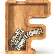 Piggy Bank Sulevalt 12 letra F extra grande de madeira para crianças