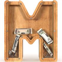 Piggy Bank Sulevalt 30 cm de madeira extra grande letra M Kids