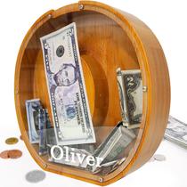 Piggy Bank Sulevalt Custom 30 cm de madeira extra grande para crianças