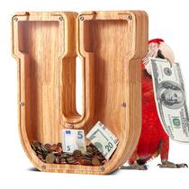 Piggy Bank UbeeSize grandes notas e moedas personalizadas de madeira