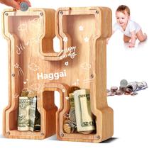 Piggy Bank UbeeSize grandes notas e moedas personalizadas de madeira