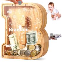 Piggy Bank UbeeSize grandes notas e moedas personalizadas de madeira