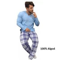 Pijama 100% Algodão Masculino Adulto Manga Longa e Calça Jucatel Roupa De Dormir