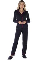 Pijama Aberto Americano de Malha Canelada Feminino (LUXO)