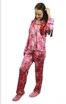 Pijama aberto estampado rosa