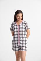 Pijama Adulto de Botão Feminino Tipo Americano